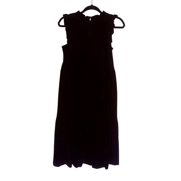 J. Crew Factory Dress Womens Size 2 Black Velour Tiered Flowy Vanilla Girl - Picture 5 of 8